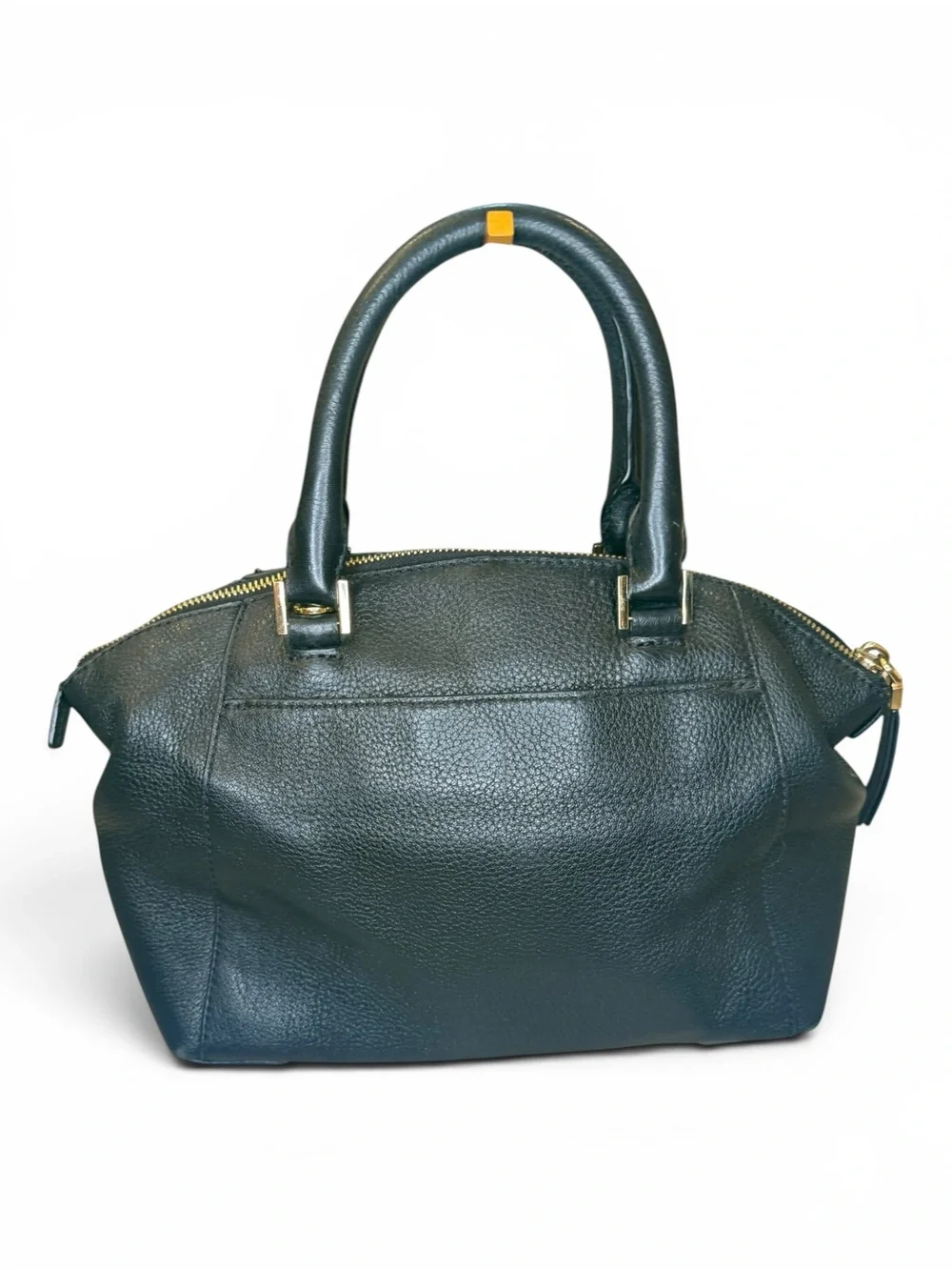 Michael Kors Black Pebble Leather Satchel with Gold Hardware